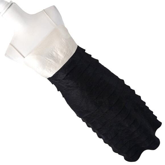 JESSICA HOWARD! CREAM OVER BLACK PETIT-RUFFLED/LAYERED MIDI DRESS! SZ 8 - Picture 8 of 8